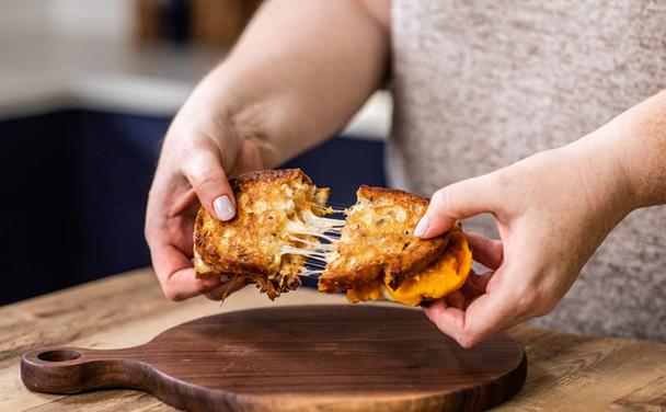 Grilled Cheese with Sweet Potatoes and Caramelized Onions