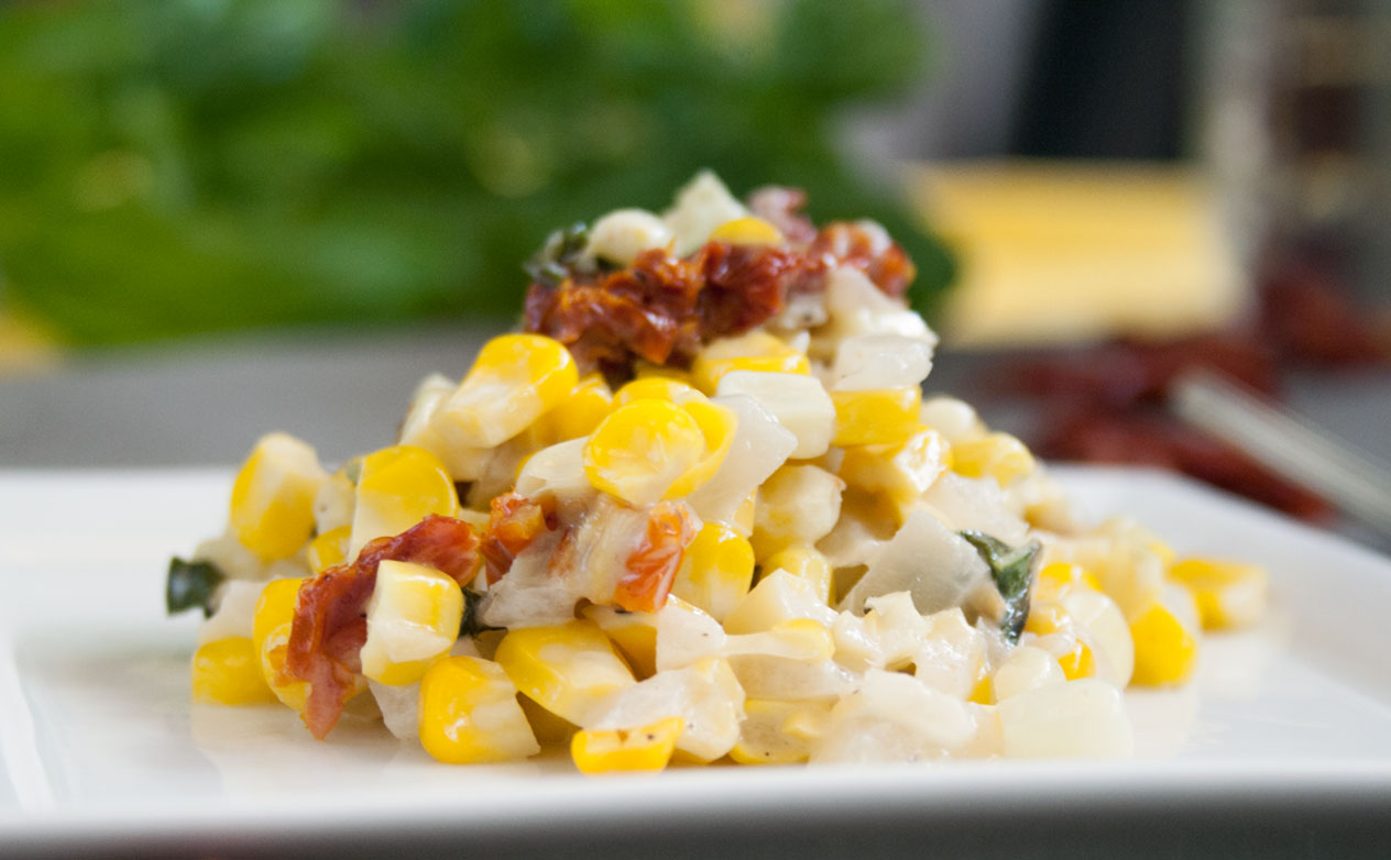 Sweet Summer Corn with Basil and Sundried Tomatoes