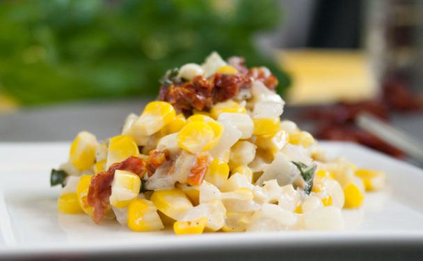 Sweet Summer Corn with Basil and Sundried Tomatoes