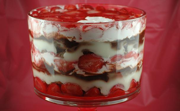 Strawberry and Chocolate Angel Food Trifle