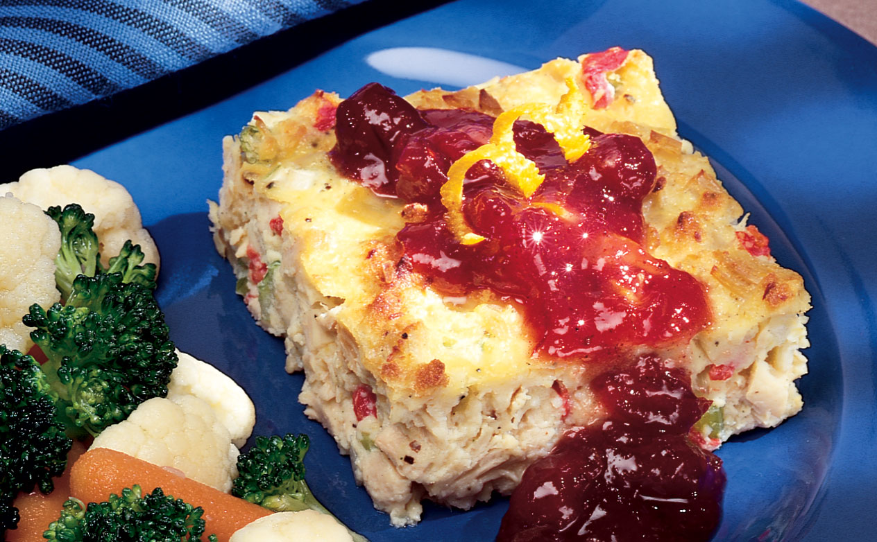 Savory Turkey Squares with Cranberry Sauce