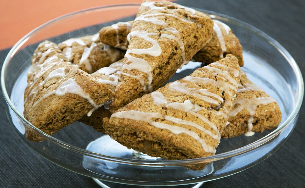 Pumpkin Scones with Vanilla Glaze