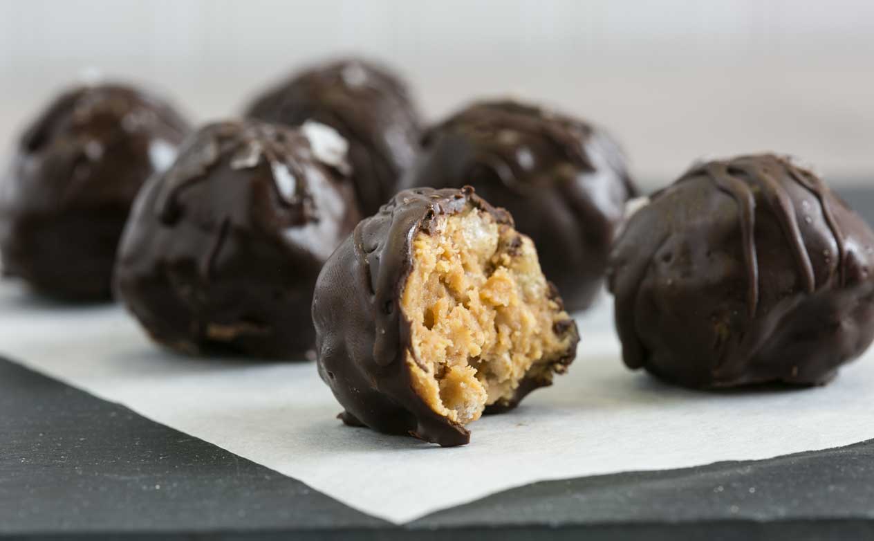 Dark Chocolate Salted Peanut Butter Truffles