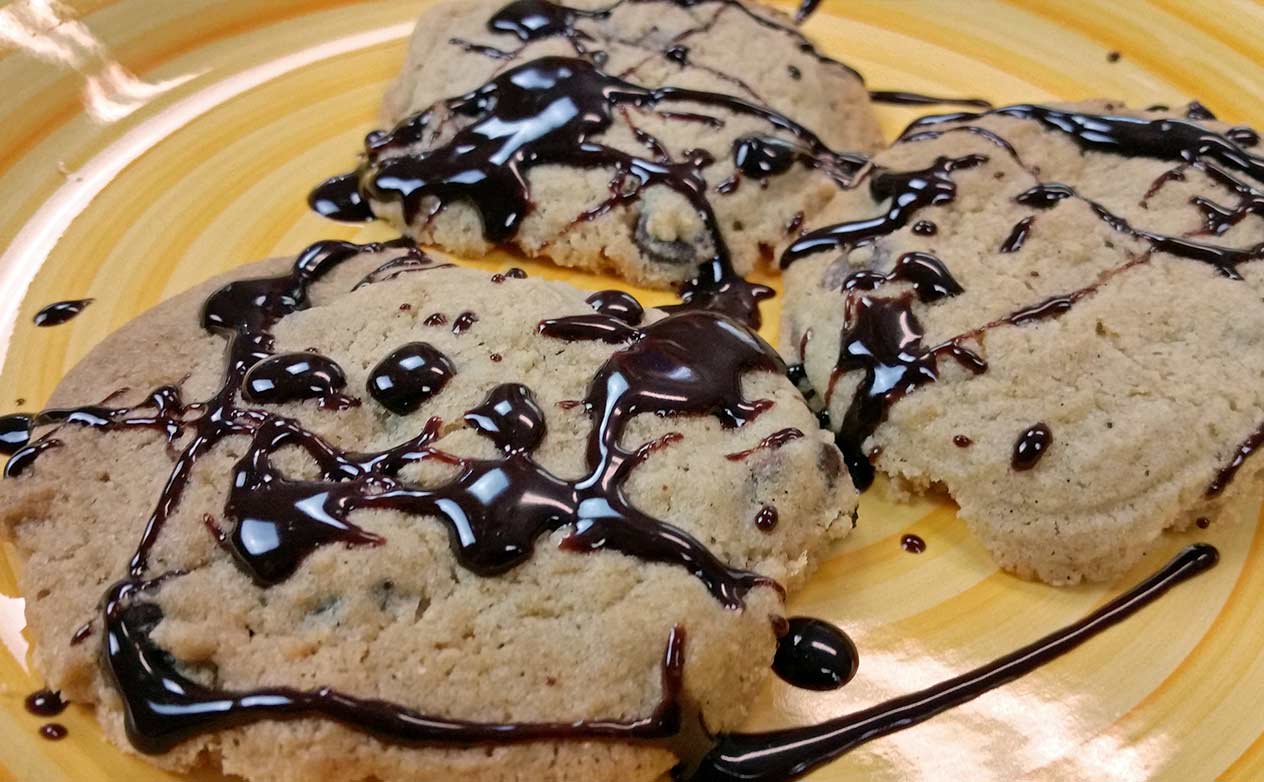 Triple Chocolate Chip Cookies with Chocolate Fondue Drizzle