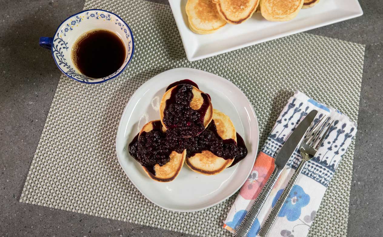 Lemon Ricotta Pancakes with Blueberry Compote