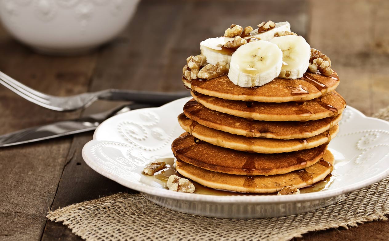 Pumpkin Pancakes with Banana Topping