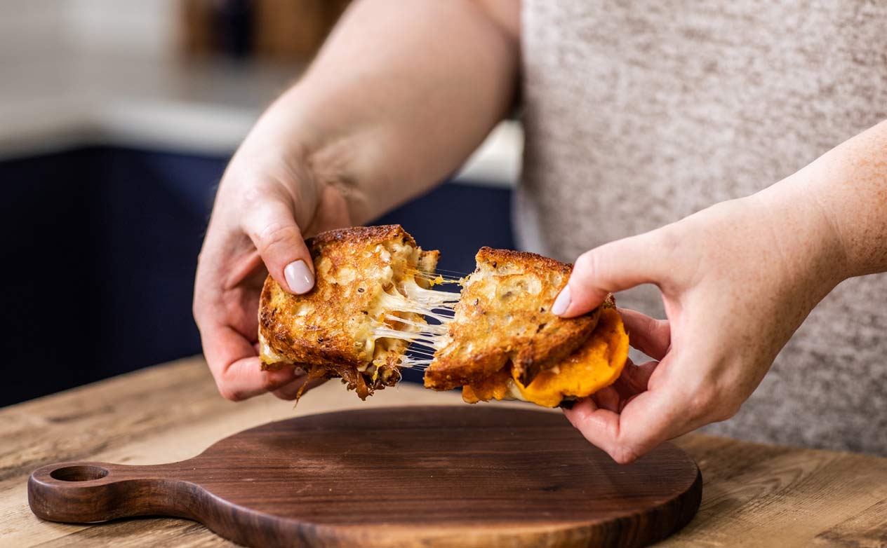 Grilled Cheese with Sweet Potatoes and Caramelized Onions